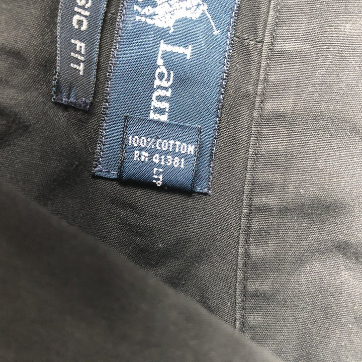 Ralph Lauren Classic Fit short sleeve button down shirt, men's size L cotton black type Vintage Second Hand