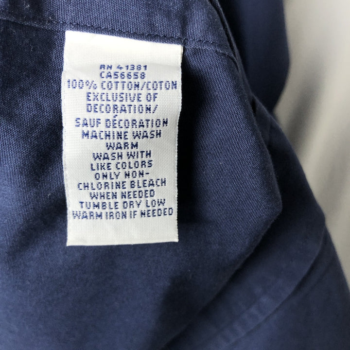 Ralph Lauren short sleeve button down shirt, men's size L cotton navy blue type Vintage Second Hand