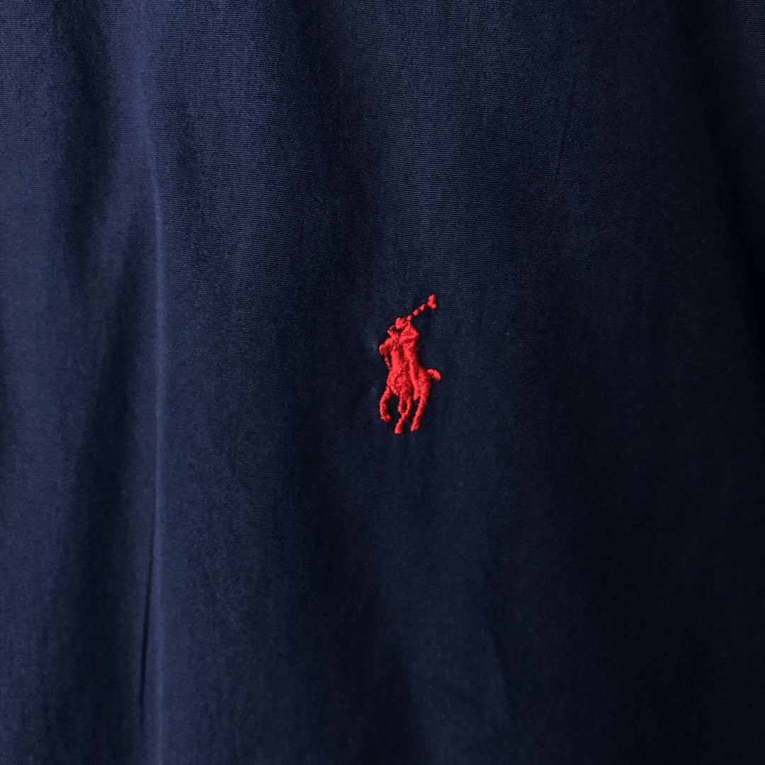 Ralph Lauren short sleeve button down shirt, men's size L cotton navy blue type Vintage Second Hand