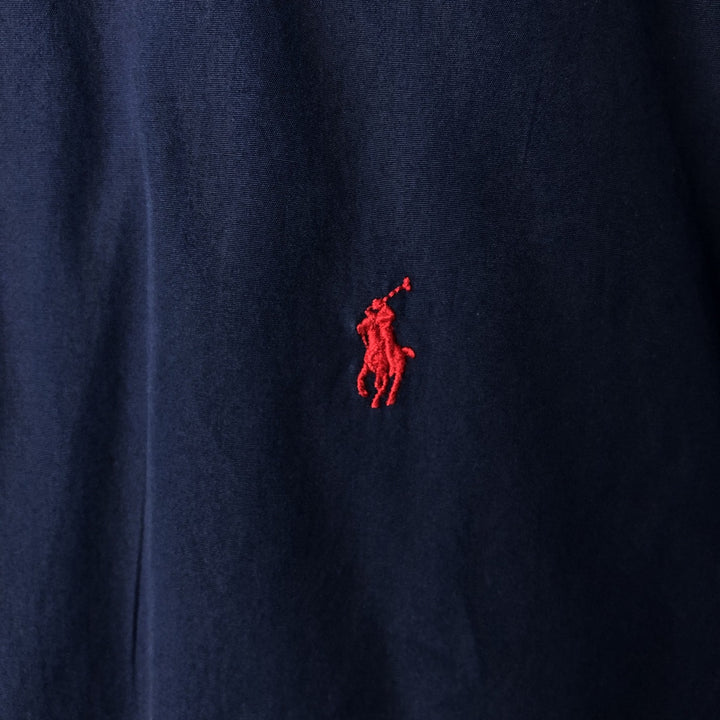 Ralph Lauren short sleeve button down shirt, men's size L cotton navy blue type Vintage Second Hand