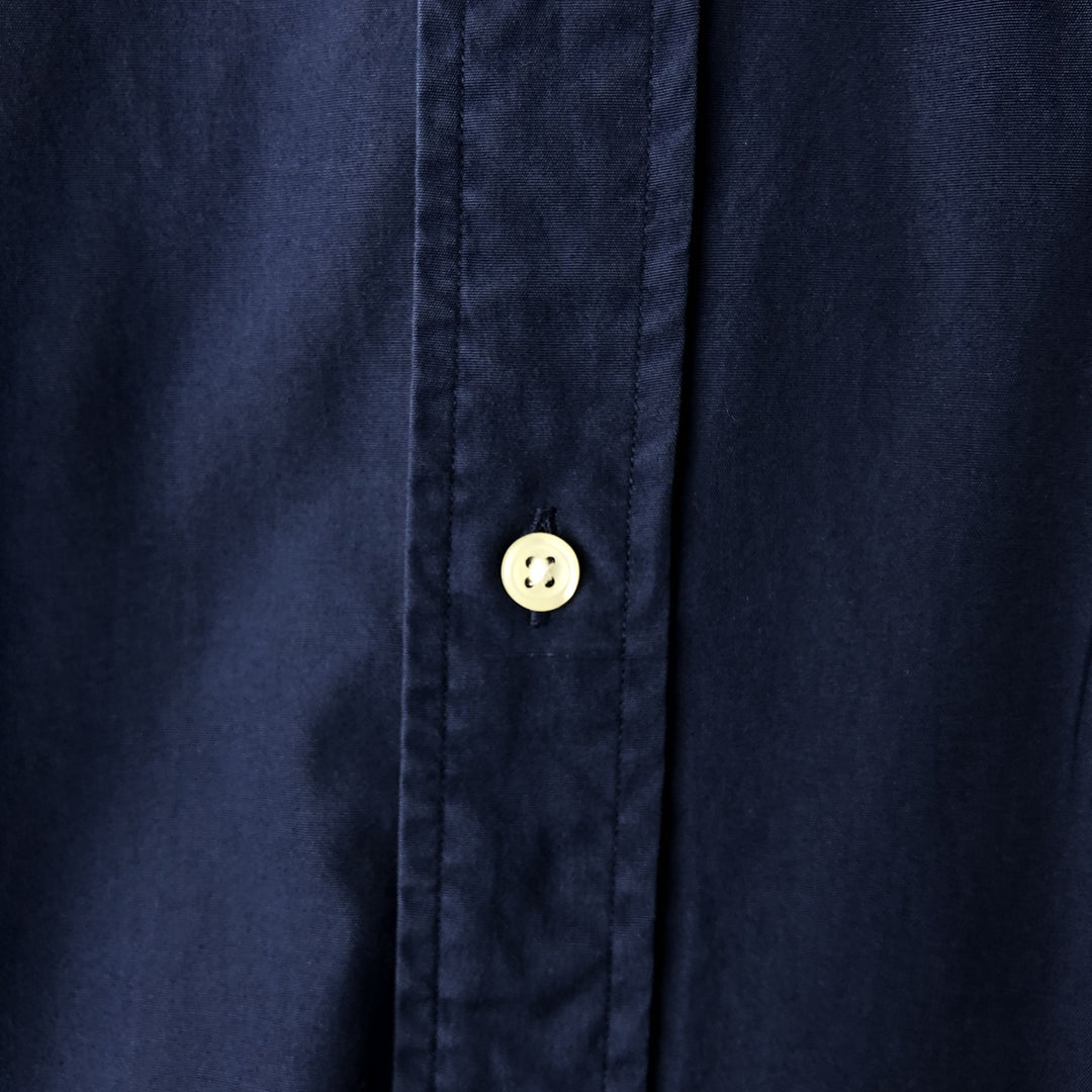 Ralph Lauren short sleeve button down shirt, men's size L cotton navy blue type Vintage Second Hand