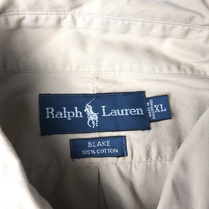 Ralph Lauren BLAKE short sleeve button down shirt, men's XL size cotton Beige type Vintage Second Hand