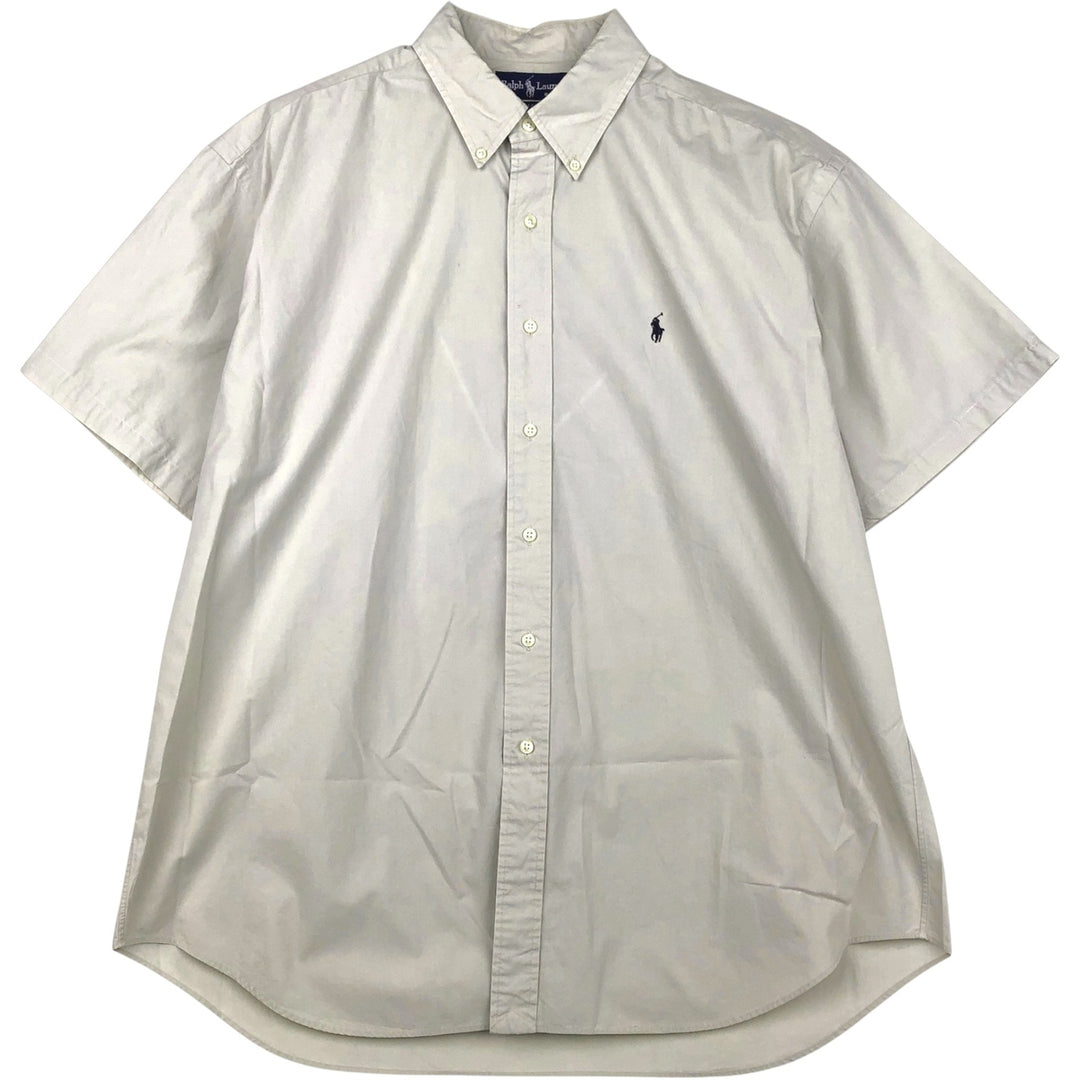 Ralph Lauren BLAKE short sleeve button down shirt, men's XL size cotton pale white type Vintage Second Hand