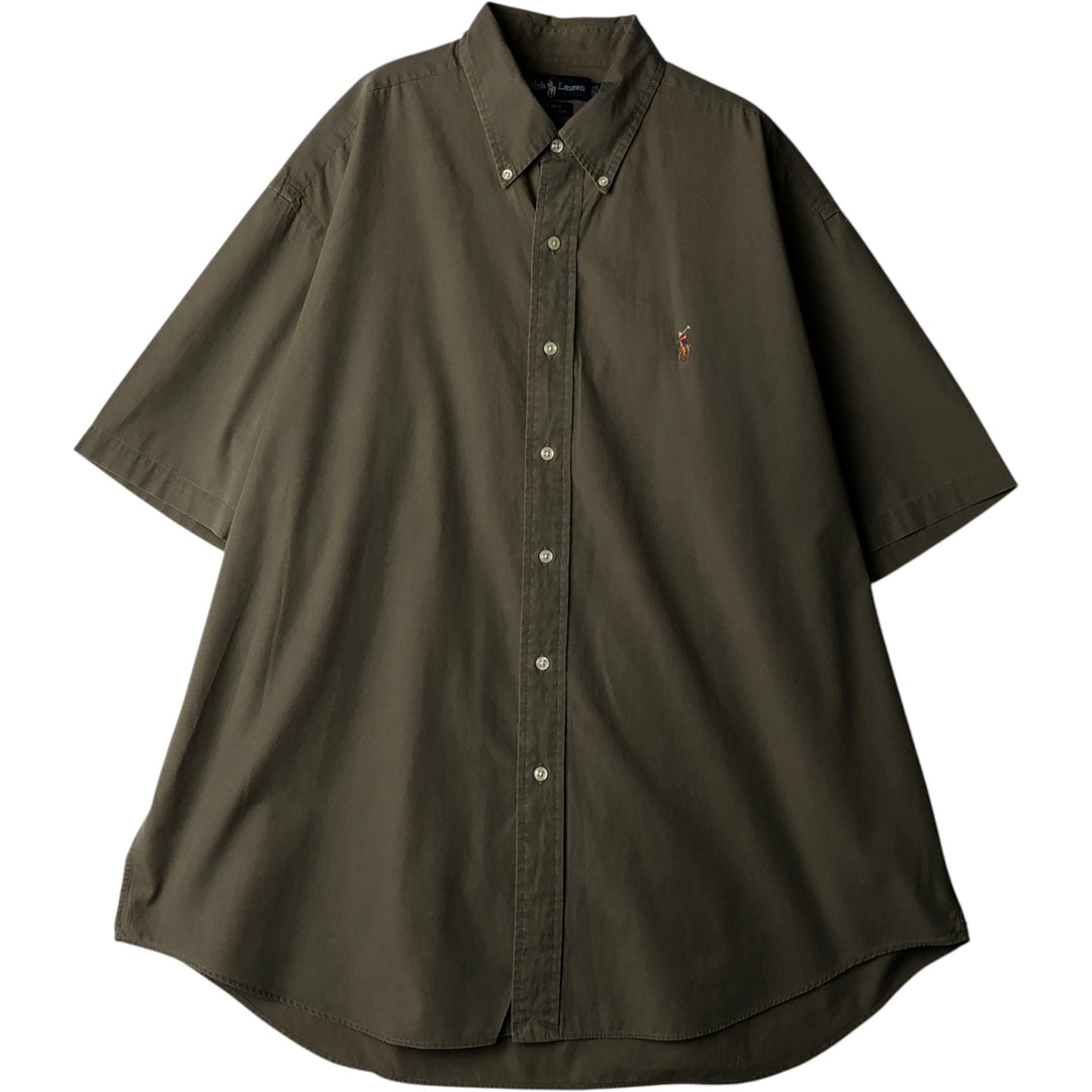 Ralph Lauren BLAKE short sleeve button down shirt, men's XL size cotton brown type Vintage Second Hand