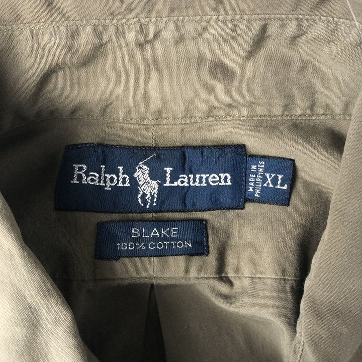 Ralph Lauren BLAKE short sleeve button down shirt, men's XL size cotton brown type Vintage Second Hand