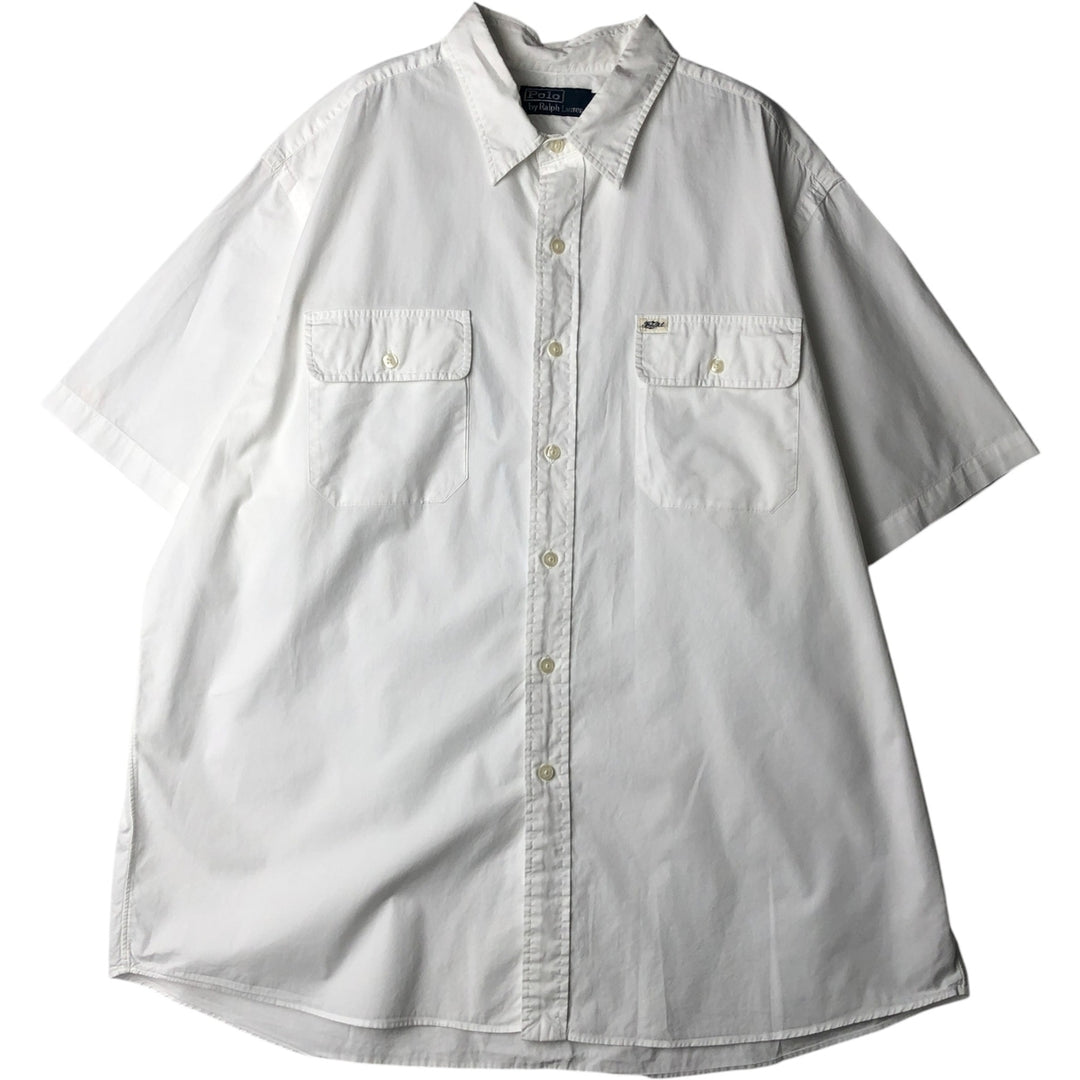 Ralph Lauren POLO by Ralph Lauren Short-Sleeve Cotton Shirt, Men's Size XXL (approx.) cotton white type Vintage Second Hand