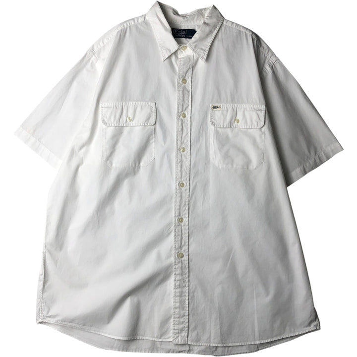 Ralph Lauren POLO by Ralph Lauren Short-Sleeve Cotton Shirt, Men's Size XXL (approx.) cotton white type Vintage Second Hand