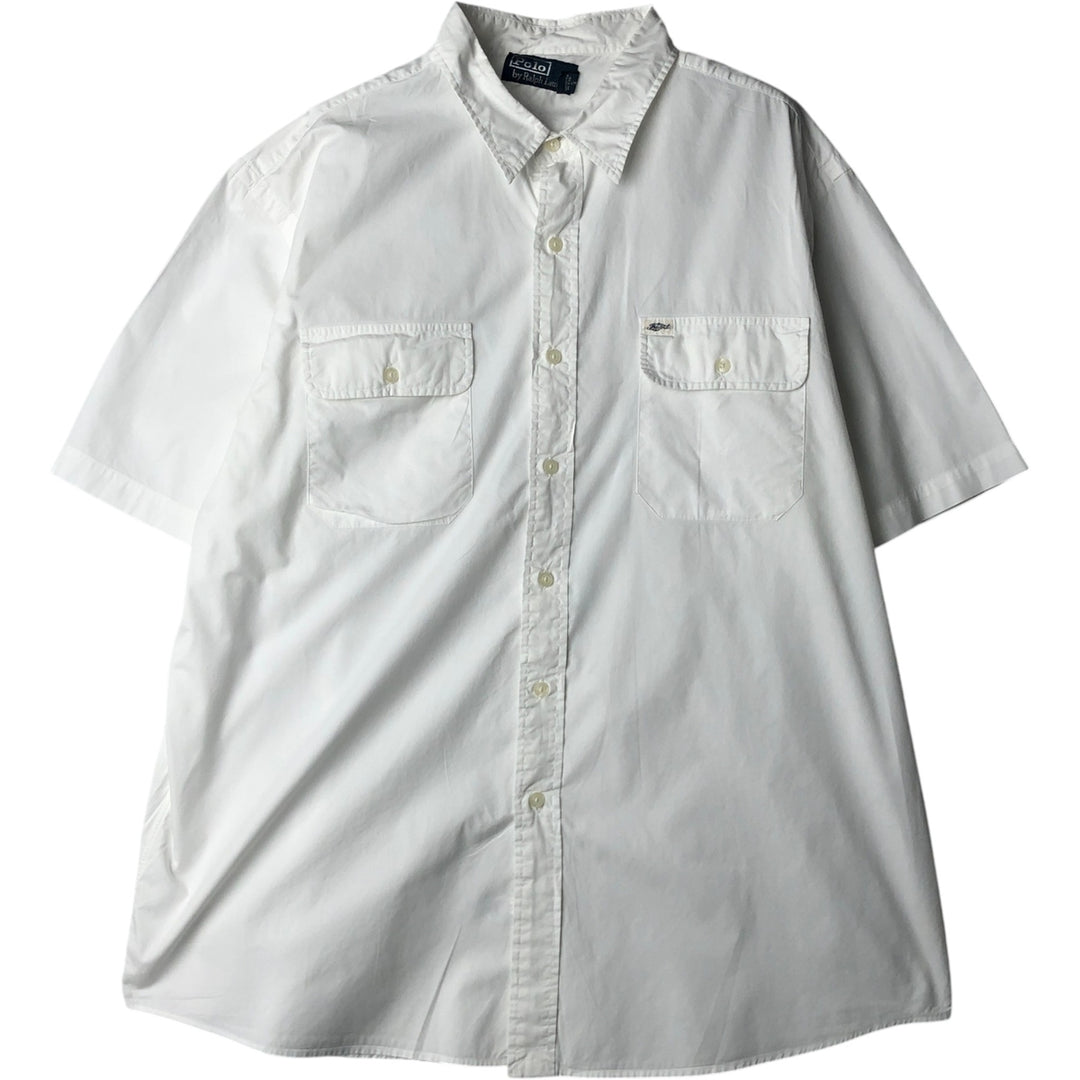 Ralph Lauren POLO by Ralph Lauren Short-Sleeve Cotton Shirt, Men's Size XXL (approx.) cotton white type Vintage Second Hand
