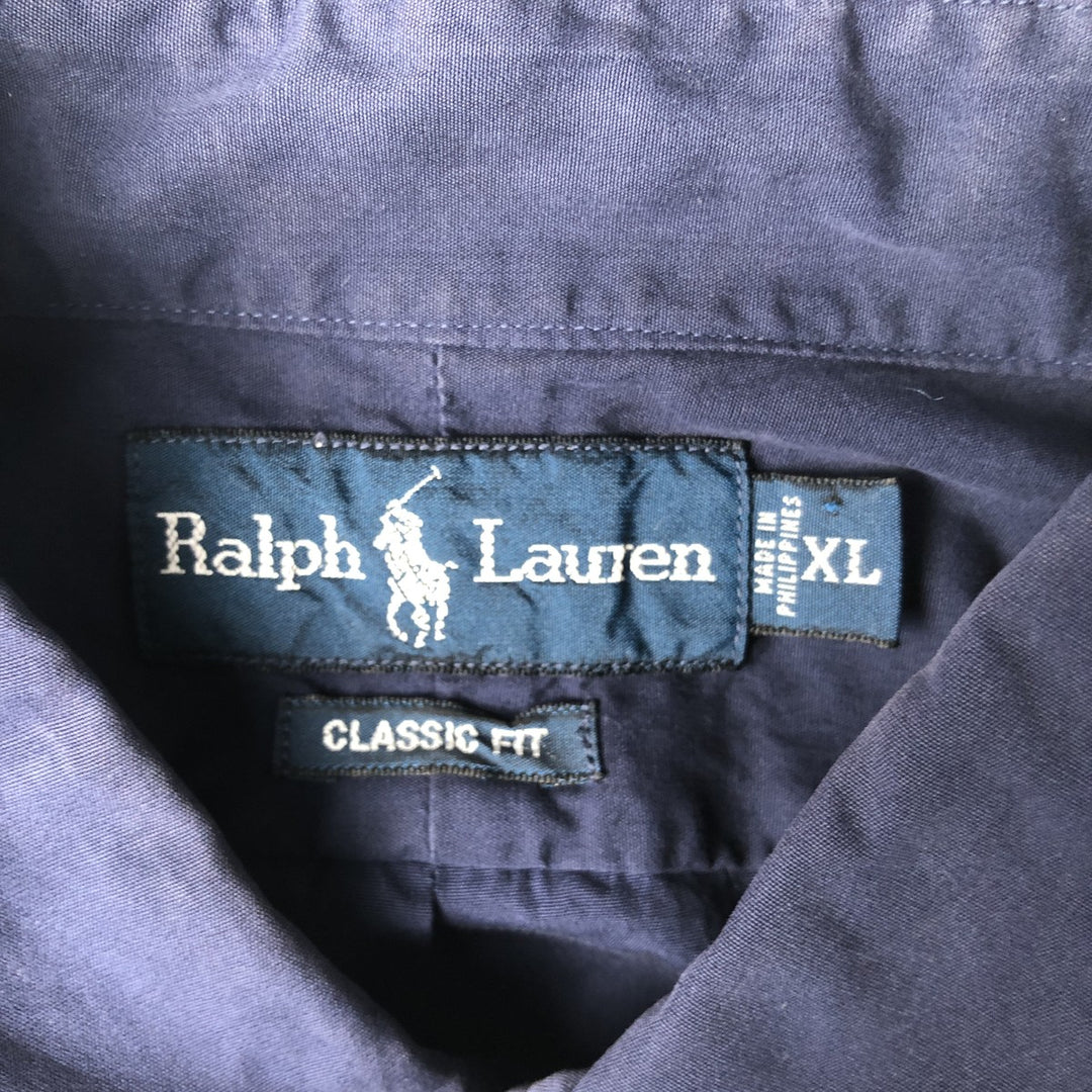 Ralph Lauren Classic Fit Short Sleeve Button Down Shirt Men's XL cotton navy blue type Vintage Second Hand