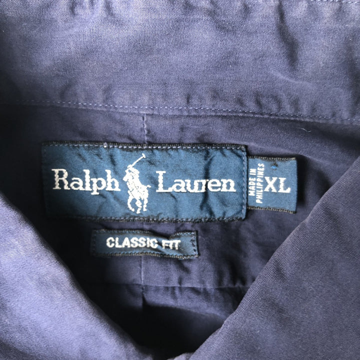 Ralph Lauren Classic Fit Short Sleeve Button Down Shirt Men's XL cotton navy blue type Vintage Second Hand