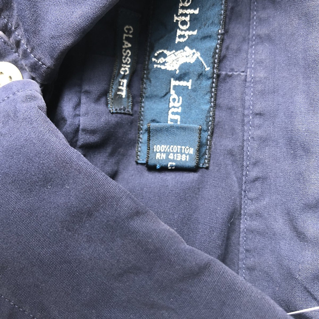 Ralph Lauren Classic Fit Short Sleeve Button Down Shirt Men's XL cotton navy blue type Vintage Second Hand