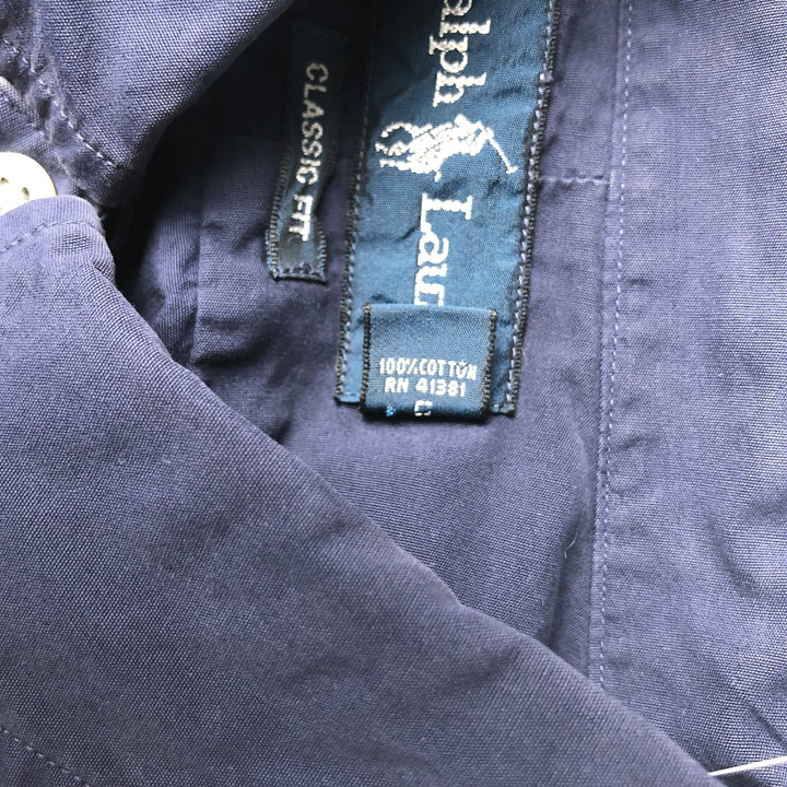 Ralph Lauren Classic Fit Short Sleeve Button Down Shirt Men's XL cotton navy blue type Vintage Second Hand