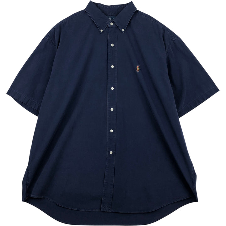 Ralph Lauren BLAKE short sleeve button down shirt, men's size XXL cotton navy blue type Vintage Second Hand