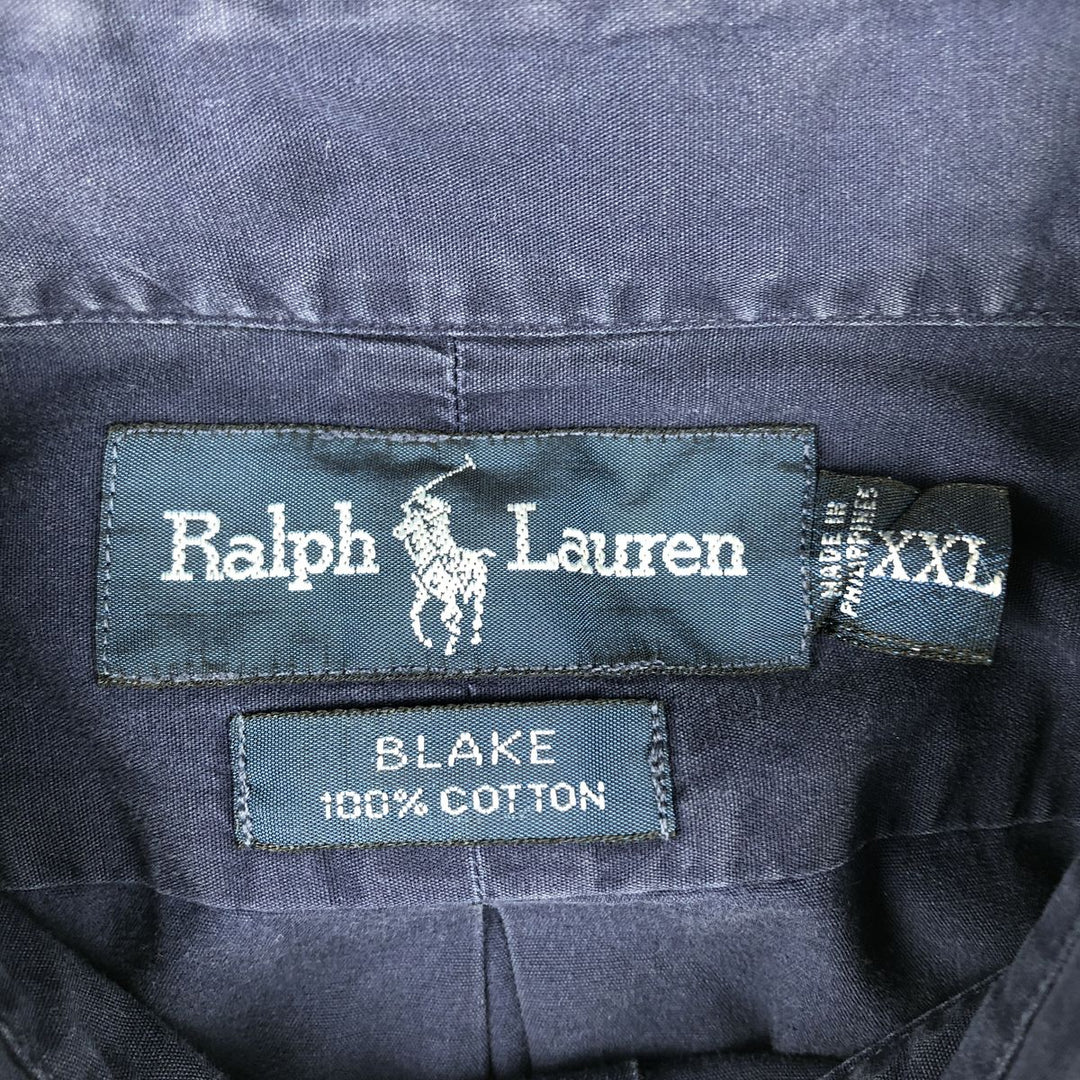 Ralph Lauren BLAKE short sleeve button down shirt, men's size XXL cotton navy blue type Vintage Second Hand