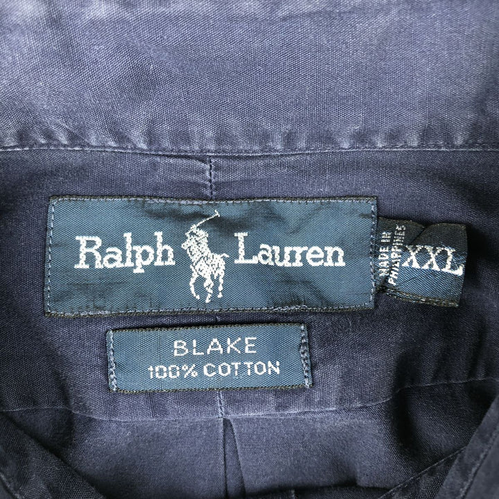 Ralph Lauren BLAKE short sleeve button down shirt, men's size XXL cotton navy blue type Vintage Second Hand