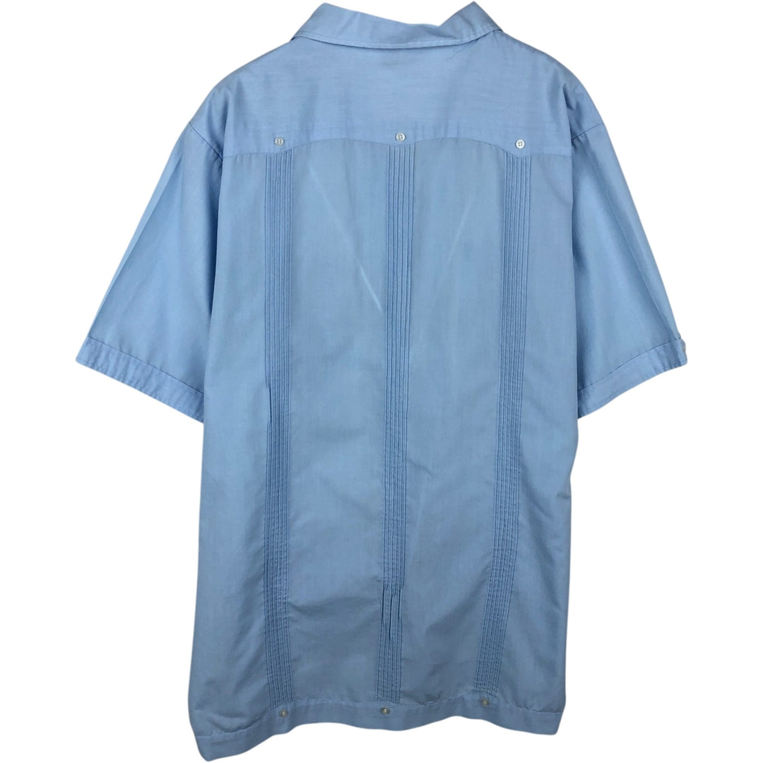 Double Red Horse Short-Sleeve Open-Collar Mexican Shirt, Cuban Shirt, Boxy Shirt, Men's XL Equivalent polyester Blue type light blue Vintage Second Hand