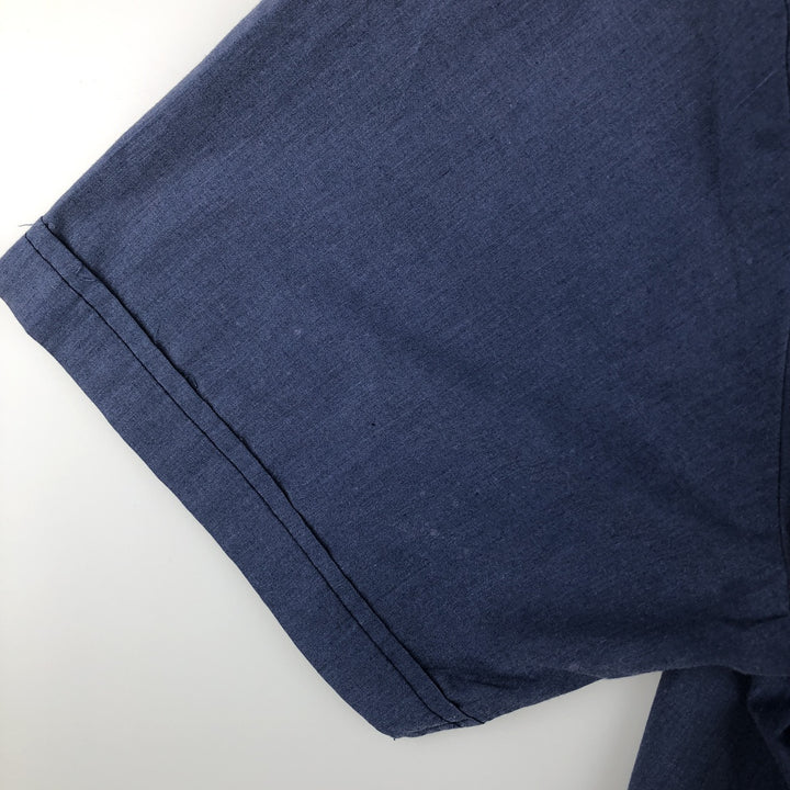 90'S Yuceteca Short-Sleeve Open-Collar Mexican Shirt / Cuban Shirt / Boxy Shirt / Men's XL Equivalent / Vintage polyester Navy blue Vintage Second Hand