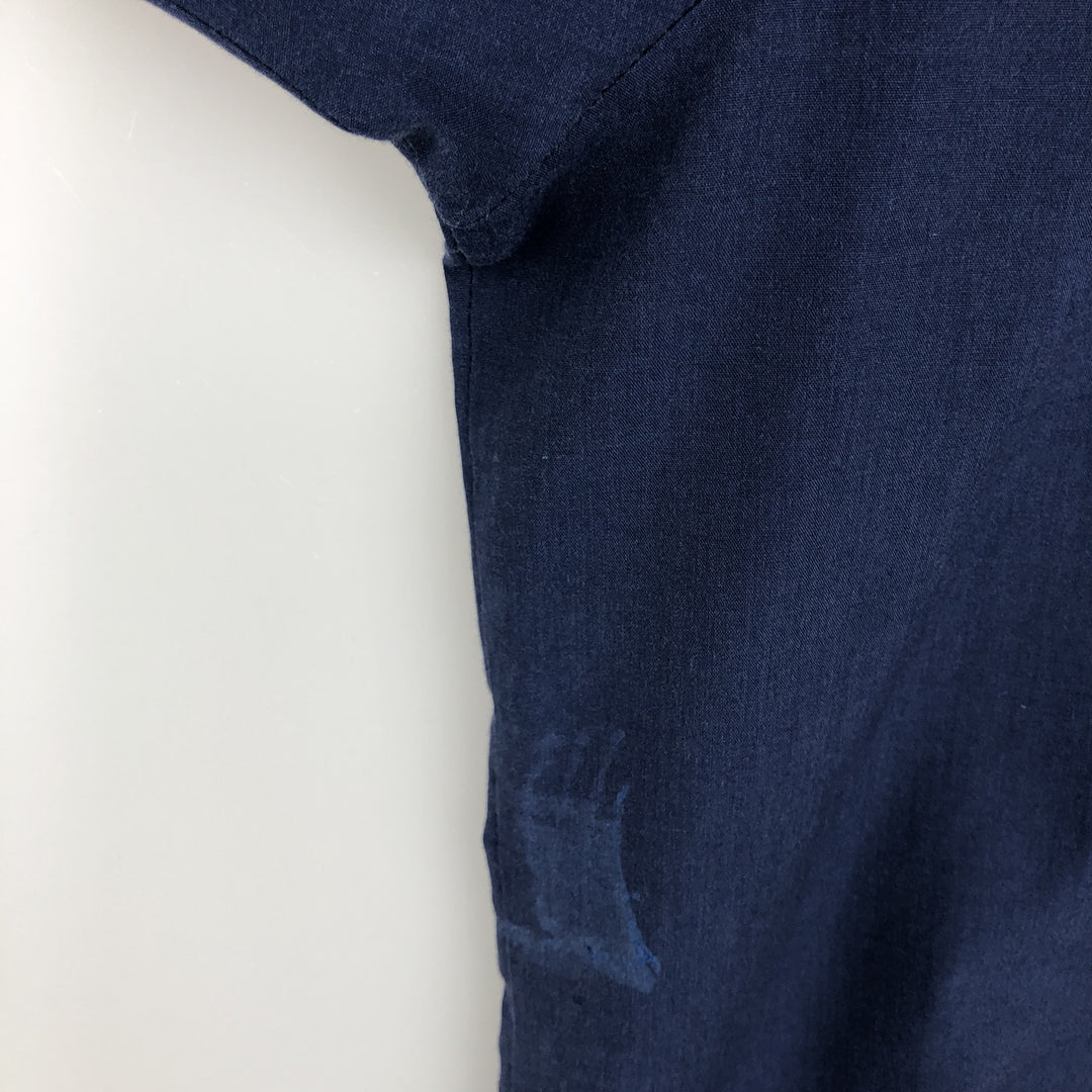 80s-90'S ROMANI Short-Sleeve Open-Collar Mexican Shirt / Cuban Shirt / Boxy Shirt / Men's XL Equivalent / Vintage polyester blue type Vintage Second Hand