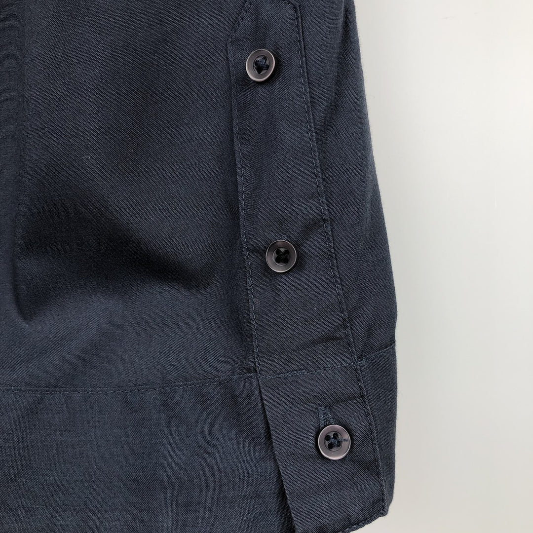 The Havanera Co. Short-Sleeve Open-Collar Mexican Shirt / Cuban Shirt / Boxy Shirt (Men's Size L) polyester navy blue type Vintage Second Hand