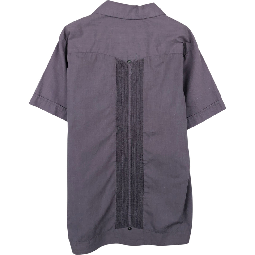 Guayaberas Yucatecas Embroidered Short-Sleeve Open-Collar Mexican Shirt Cuban Shirt Box Shirt Men's Size L polyester Purple type blue-purple Vintage Second Hand