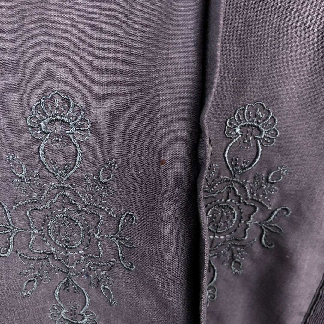 Guayaberas Yucatecas Embroidered Short-Sleeve Open-Collar Mexican Shirt Cuban Shirt Box Shirt Men's Size L polyester Purple type blue-purple Vintage Second Hand