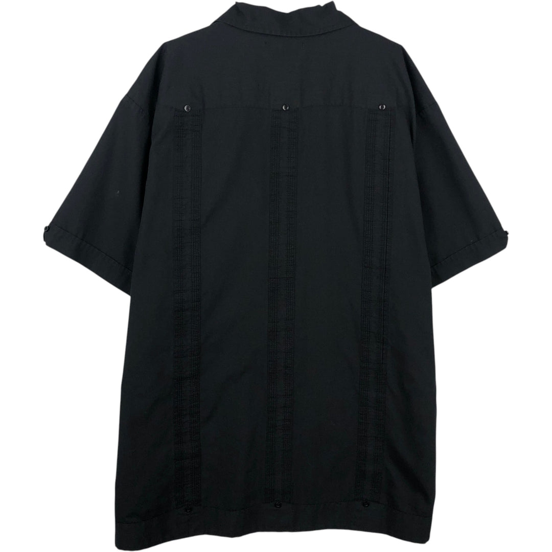 SOBRINO Short-Sleeve Open-Collar Mexican Shirt, Cuban Shirt, Boxy Shirt, Men's Size XL polyester black type Vintage Second Hand