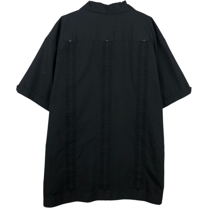 SOBRINO Short-Sleeve Open-Collar Mexican Shirt, Cuban Shirt, Boxy Shirt, Men's Size XL polyester black type Vintage Second Hand