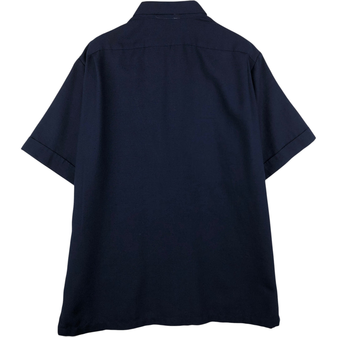 1970'S D'Avila Short-Sleeve Mexican Shirt, Cuban Shirt, Boxy Shirt, Made in USA, Men's XL Equivalent, Vintage unclear navy blue type Vintage Second Hand