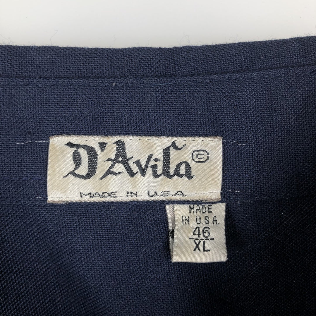 1970'S D'Avila Short-Sleeve Mexican Shirt, Cuban Shirt, Boxy Shirt, Made in USA, Men's XL Equivalent, Vintage unclear navy blue type Vintage Second Hand
