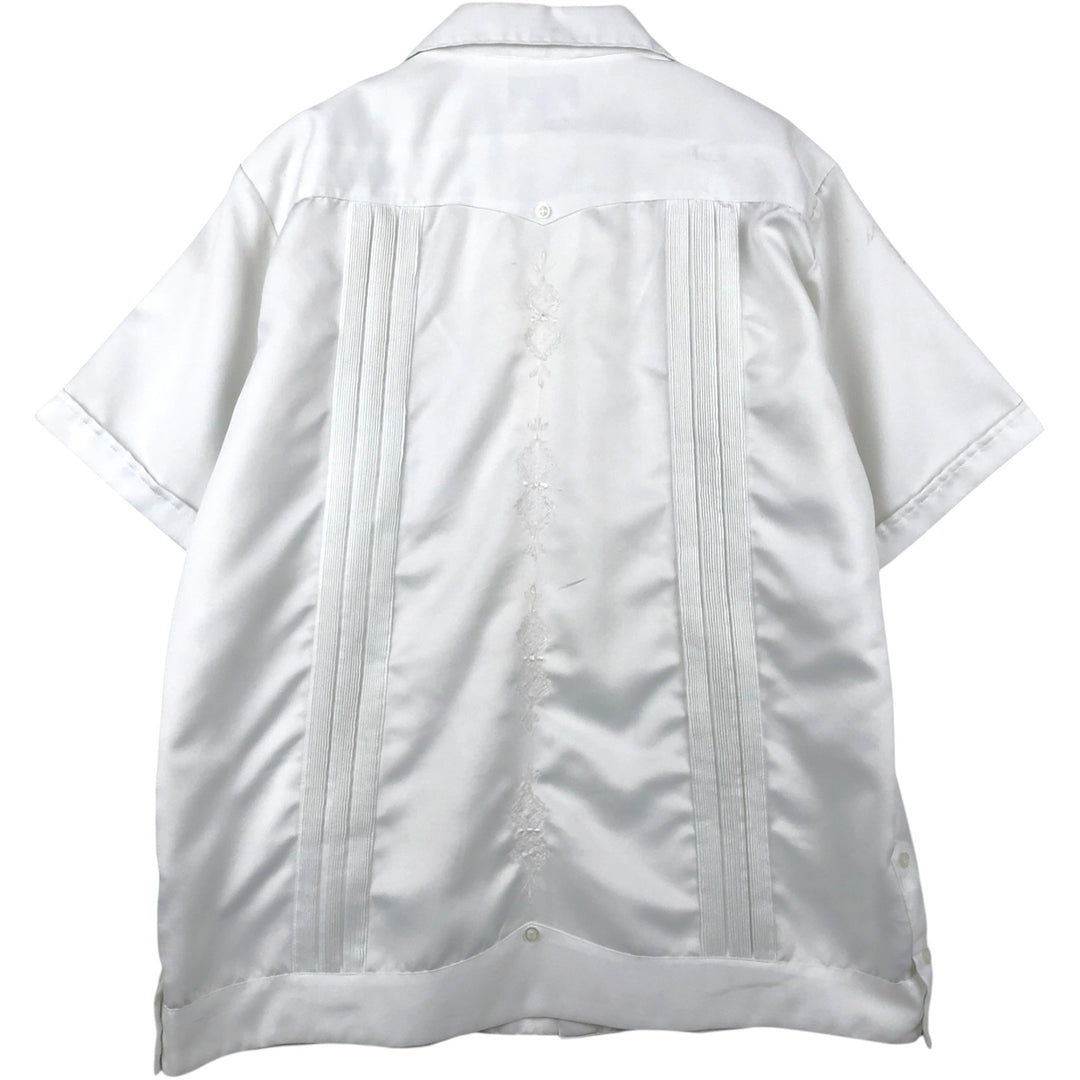 Guayaberas Autenticas Short-Sleeve Open-Collar Mexican Shirt, Cuban Shirt, Boxy Shirt, Men's XXL Equivalent polyester white type Vintage Second Hand