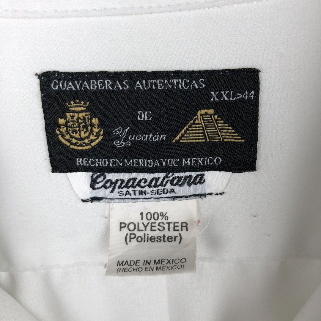Guayaberas Autenticas Short-Sleeve Open-Collar Mexican Shirt, Cuban Shirt, Boxy Shirt, Men's XXL Equivalent polyester white type Vintage Second Hand