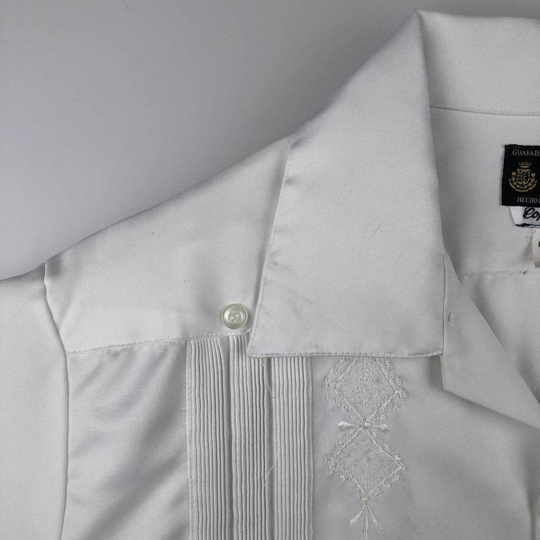 Guayaberas Autenticas Short-Sleeve Open-Collar Mexican Shirt, Cuban Shirt, Boxy Shirt, Men's XXL Equivalent polyester white type Vintage Second Hand