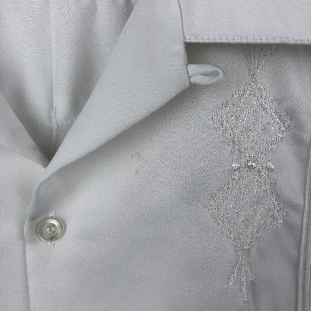 Guayaberas Autenticas Short-Sleeve Open-Collar Mexican Shirt, Cuban Shirt, Boxy Shirt, Men's XXL Equivalent polyester white type Vintage Second Hand