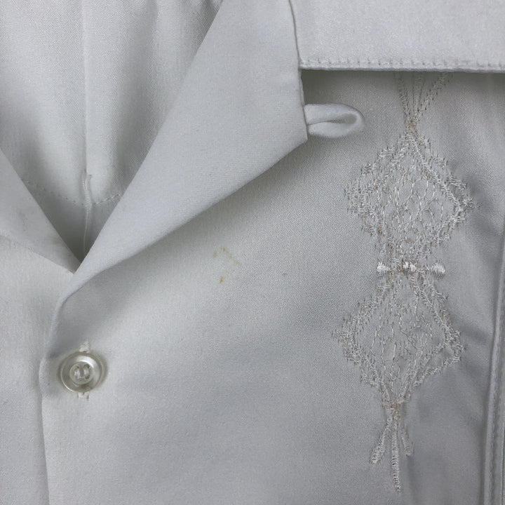 Guayaberas Autenticas Short-Sleeve Open-Collar Mexican Shirt, Cuban Shirt, Boxy Shirt, Men's XXL Equivalent polyester white type Vintage Second Hand