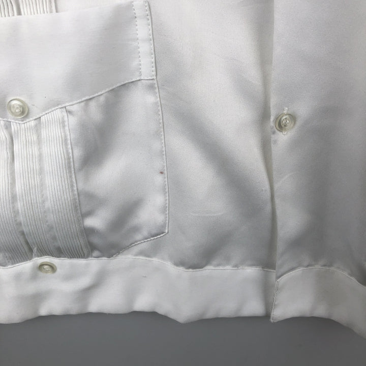 Guayaberas Autenticas Short-Sleeve Open-Collar Mexican Shirt, Cuban Shirt, Boxy Shirt, Men's XXL Equivalent polyester white type Vintage Second Hand