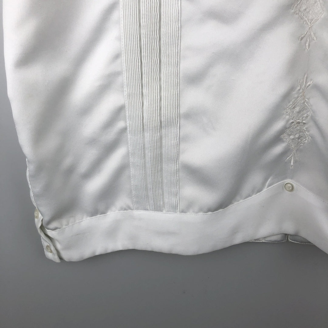 Guayaberas Autenticas Short-Sleeve Open-Collar Mexican Shirt, Cuban Shirt, Boxy Shirt, Men's XXL Equivalent polyester white type Vintage Second Hand