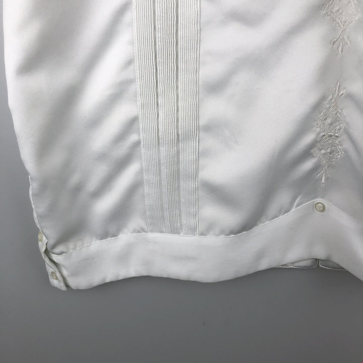 Guayaberas Autenticas Short-Sleeve Open-Collar Mexican Shirt, Cuban Shirt, Boxy Shirt, Men's XXL Equivalent polyester white type Vintage Second Hand
