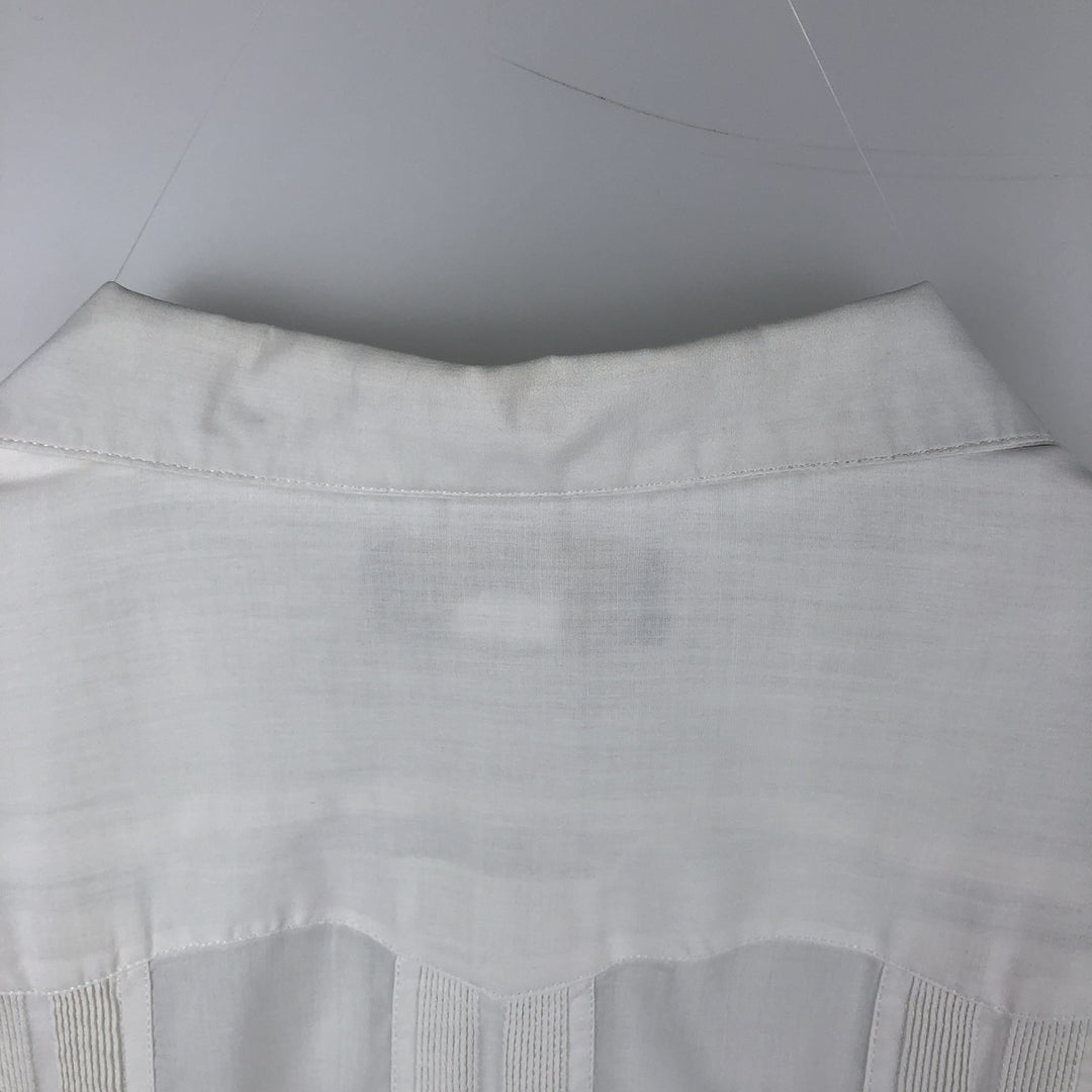 Guayabera Tulum Short-Sleeve Open Collar Mexican Shirt Cuban Shirt Box Shirt Men's Size L cotton pale white type Vintage Second Hand