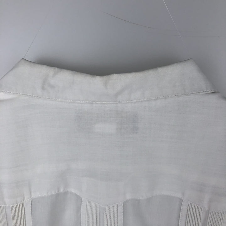 Guayabera Tulum Short-Sleeve Open Collar Mexican Shirt Cuban Shirt Box Shirt Men's Size L cotton pale white type Vintage Second Hand