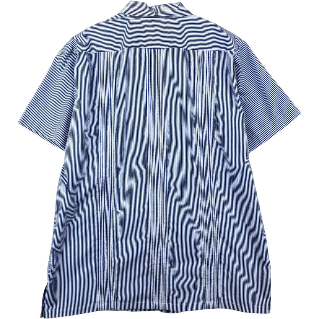 THE GENUINE HABAND GUAYABERA Short-Sleeve Mexican Shirt, Cuban Shirt, Boxy Shirt, Men's Size M (approx.) polyester blue type Vintage Second Hand