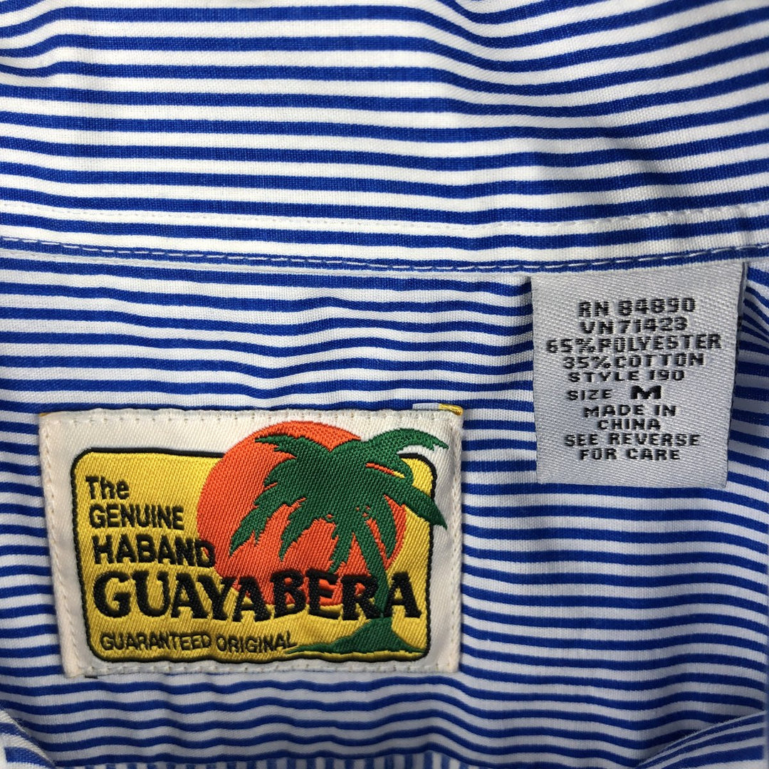 THE GENUINE HABAND GUAYABERA Short-Sleeve Mexican Shirt, Cuban Shirt, Boxy Shirt, Men's Size M (approx.) polyester blue type Vintage Second Hand