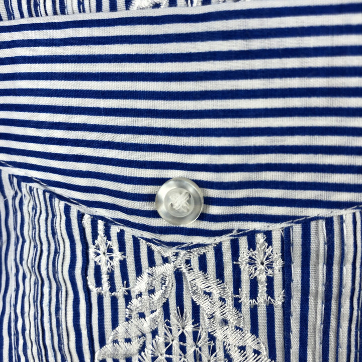 THE GENUINE HABAND GUAYABERA Short-Sleeve Mexican Shirt, Cuban Shirt, Boxy Shirt, Men's Size M (approx.) polyester blue type Vintage Second Hand