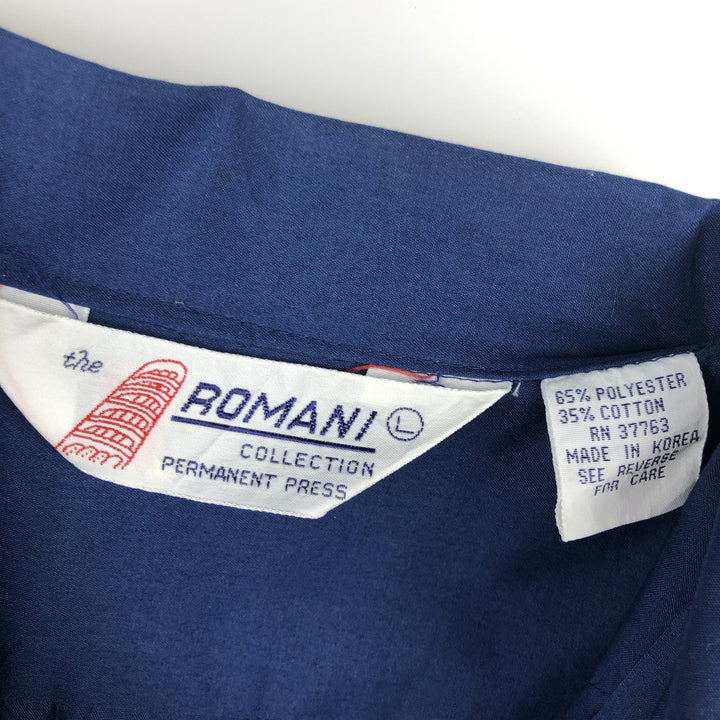 80s-90'S ROMANI Short-Sleeve Open-Collar Mexican Shirt/Cuban Shirt/Box Shirt, Men's Size L (approx.) polyester blue type Vintage Second Hand