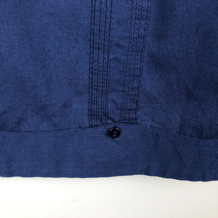 80s-90'S ROMANI Short-Sleeve Open-Collar Mexican Shirt/Cuban Shirt/Box Shirt, Men's Size L (approx.) polyester blue type Vintage Second Hand