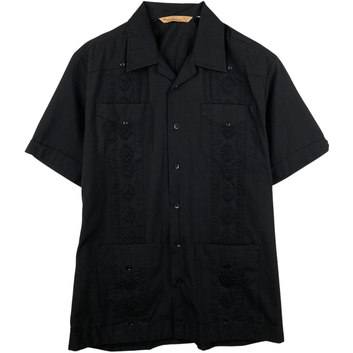 The Havanera Co. Short-Sleeve Open-Collar Mexican Shirt / Cuban Shirt / Boxy Shirt (Men's Size M) unclear black type Vintage Second Hand