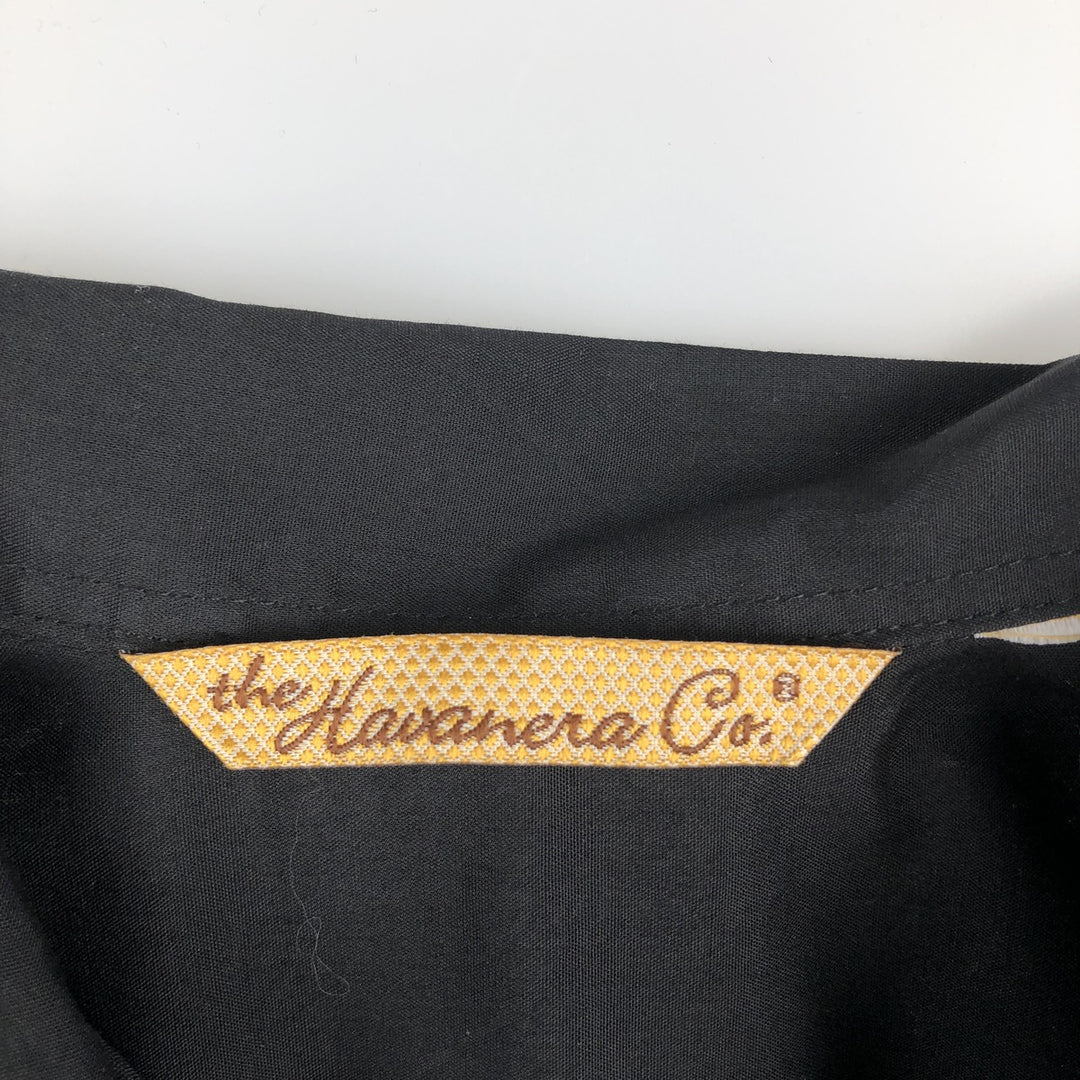 The Havanera Co. Short-Sleeve Open-Collar Mexican Shirt / Cuban Shirt / Boxy Shirt (Men's Size M) unclear black type Vintage Second Hand