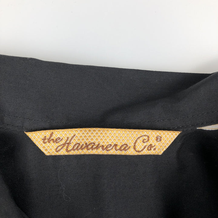 The Havanera Co. Short-Sleeve Open-Collar Mexican Shirt / Cuban Shirt / Boxy Shirt (Men's Size M) unclear black type Vintage Second Hand