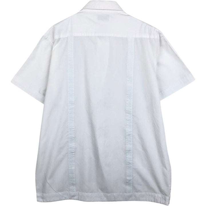 BLUE OCEAN Short-Sleeve Mexican Shirt, Cuban Shirt, Boxy Shirt, Men's Size XL (approx.) polyester white type Vintage Second Hand