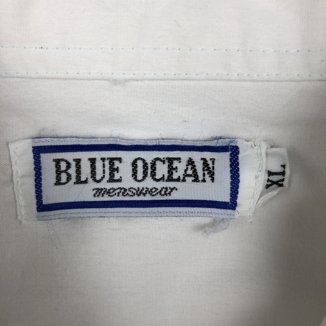BLUE OCEAN Short-Sleeve Mexican Shirt, Cuban Shirt, Boxy Shirt, Men's Size XL (approx.) polyester white type Vintage Second Hand