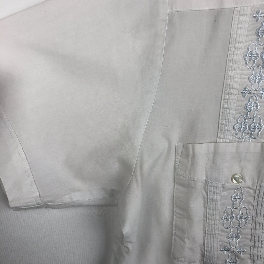 BLUE OCEAN Short-Sleeve Mexican Shirt, Cuban Shirt, Boxy Shirt, Men's Size XL (approx.) polyester white type Vintage Second Hand